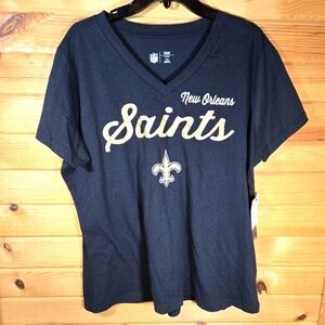 New Orleans Saints NFL Team Apparel Top Football Black Gold  Womens 2XL NWT